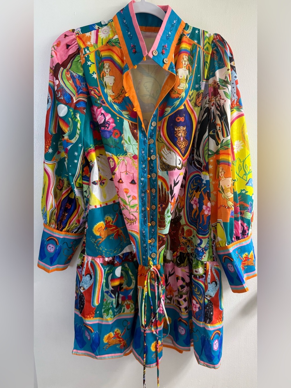 Vibrant Multi-Color Graphic Button-Front Dress